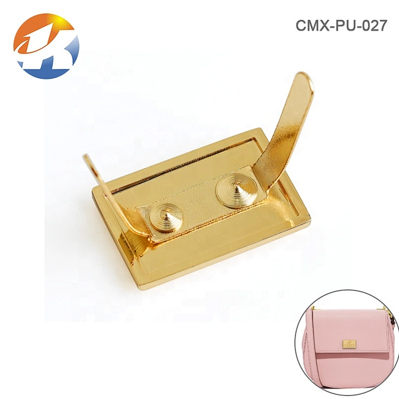 Factory Direct Custom Engraved Logo Metal Label Tags, Handbag Hardware Gold Metal Logo Plate with Claws