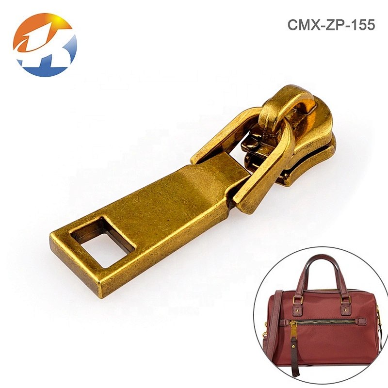 Handbag Accessory Anti-Gold Movable Metal Zip Tag