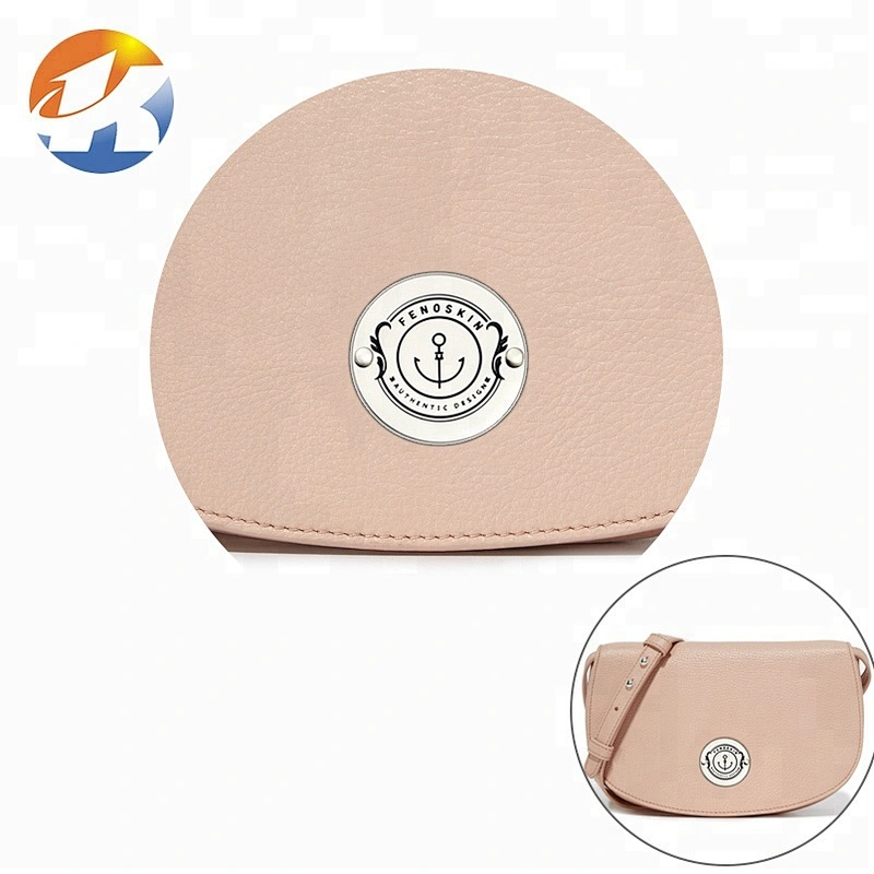 Bag Accessories Round Metal Name Tag with Engraved Logo, Custom Metal Logo Label for Handbags