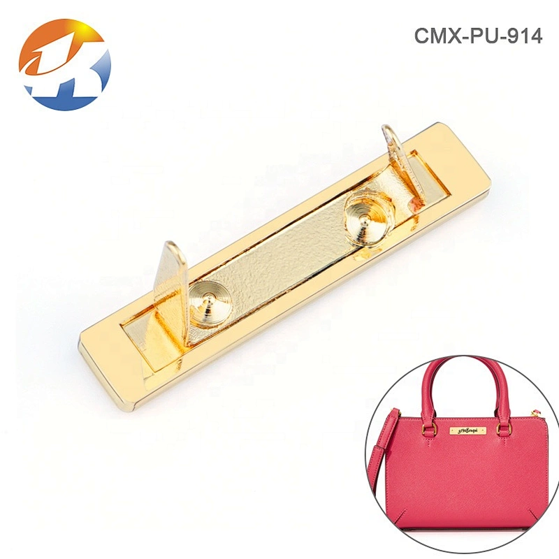 Kangsheng Factory Professional Custom Engraved Metal Label for Handbag, Bag Accessories Gold Metal Name Plate Logo