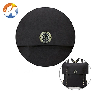 Brushed Antique Brass Color Embossed and Engraved Logo Metal Name Tag, Custom Round Metal Logo Labels for Bags