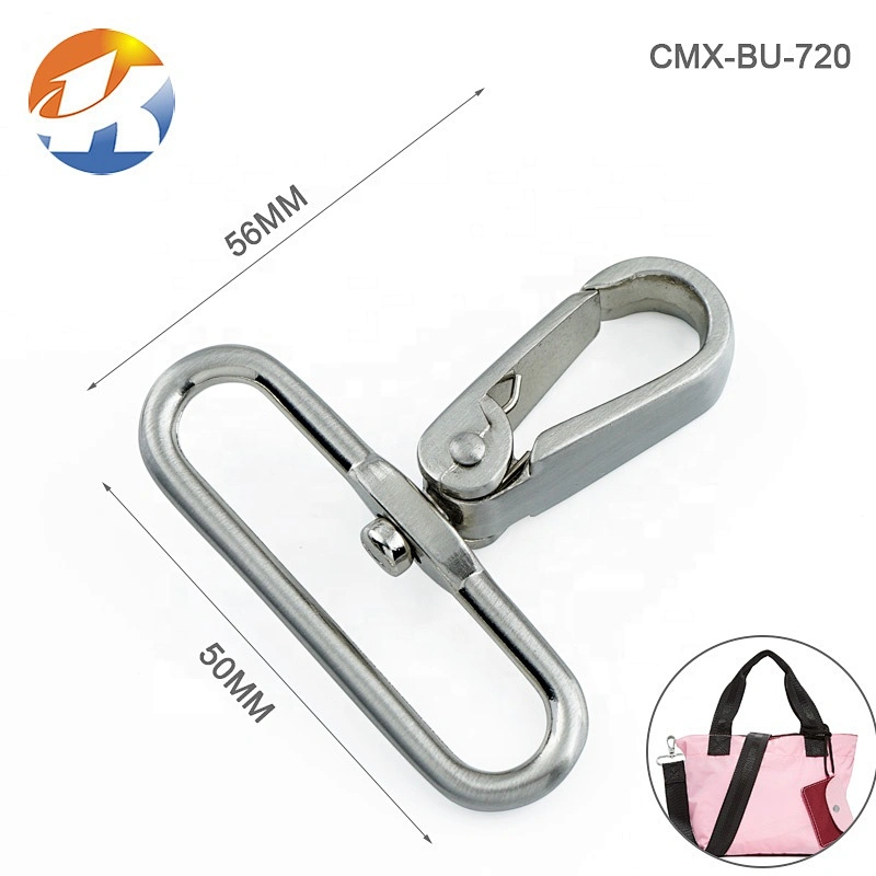 Factory Direct Wholesale 2 Inch Alloy Dog Metal Spring Snap Hook, Brushed Nickel Metal Snap Hook for Bag Strap