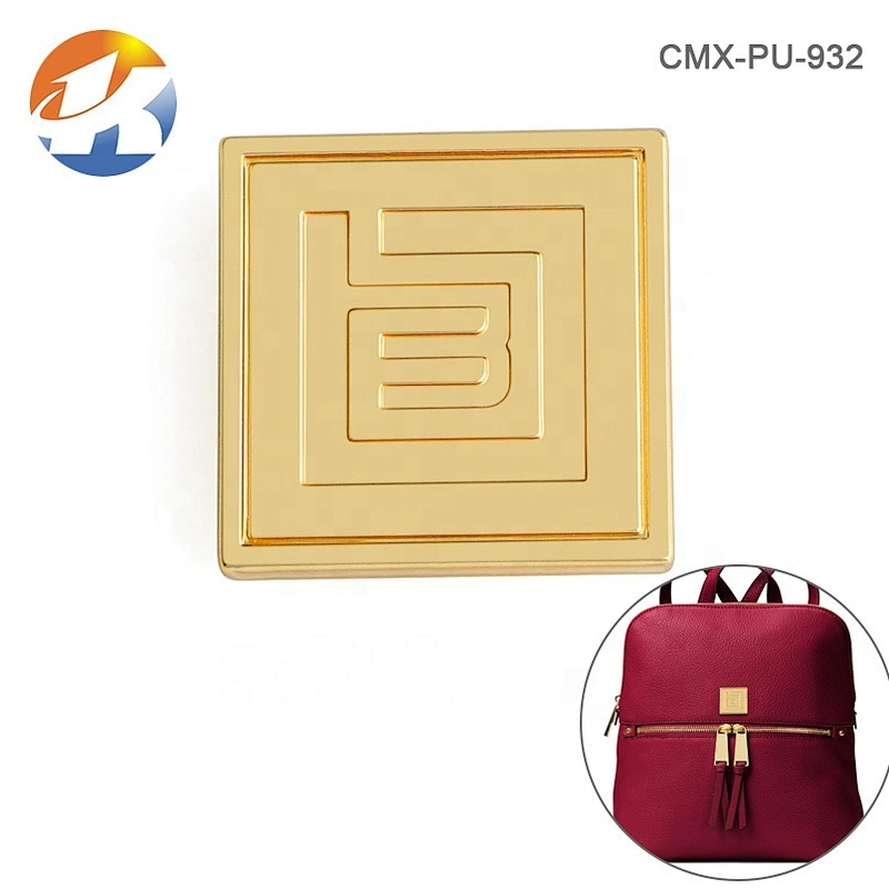 Kangsheng Factory Custom Bag Hardware Gold Metal Nameplate, Square Shape Metal Logo Label for Handbags*