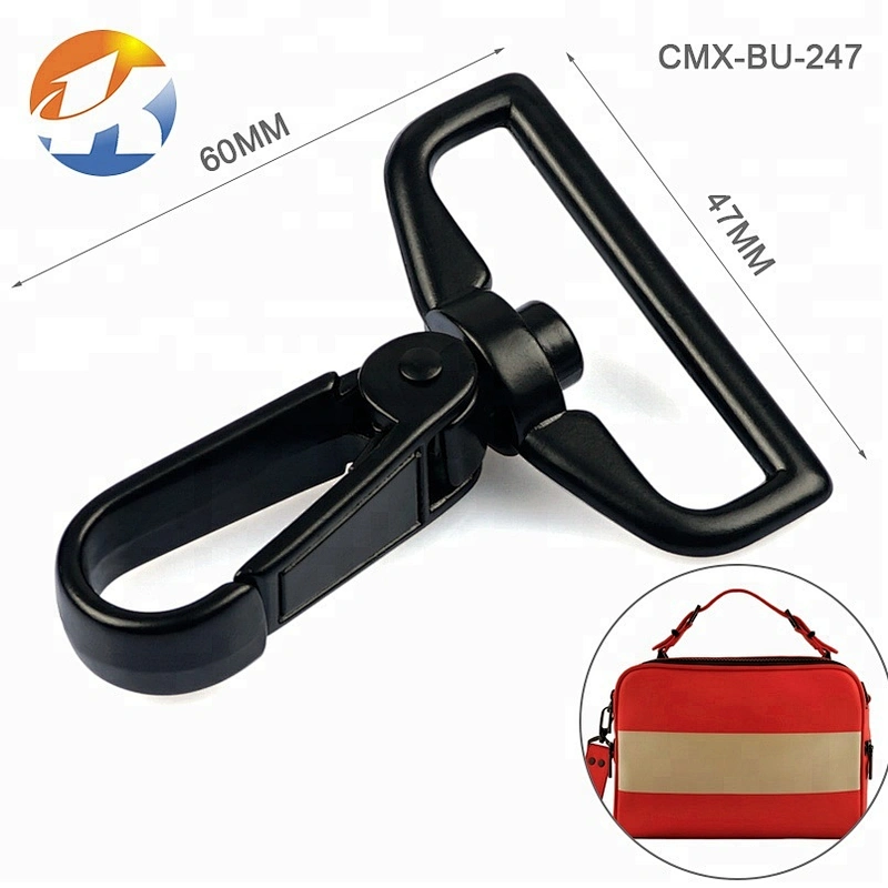 High End Eco-friendly Metal Alloy Snap Hook Bulk, Wholesale Bag Hardware Black Spring Metal Push Gate Snap Hook for Backpack