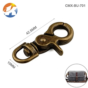 Wholesale 10mm Metal Backpack Swivel Trigger Snap Hook for Bag, Antique Brass Metal Snap Hook for Backpack