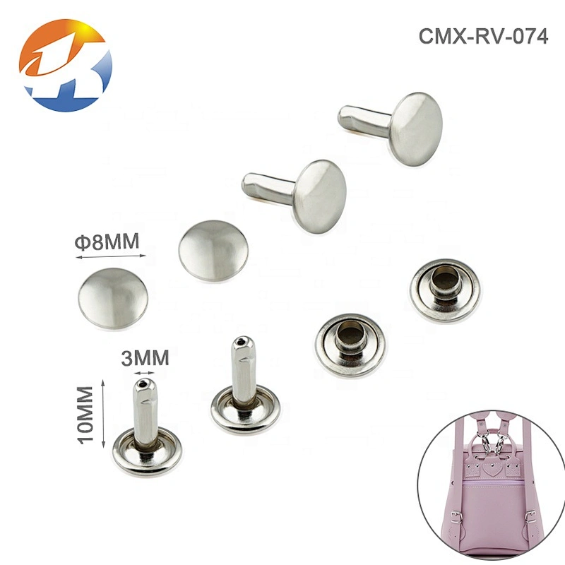 Shoes Accessories Double Dome Cap Stud Rivet For Garment,  Leather Bag Nickel Metal Rivet