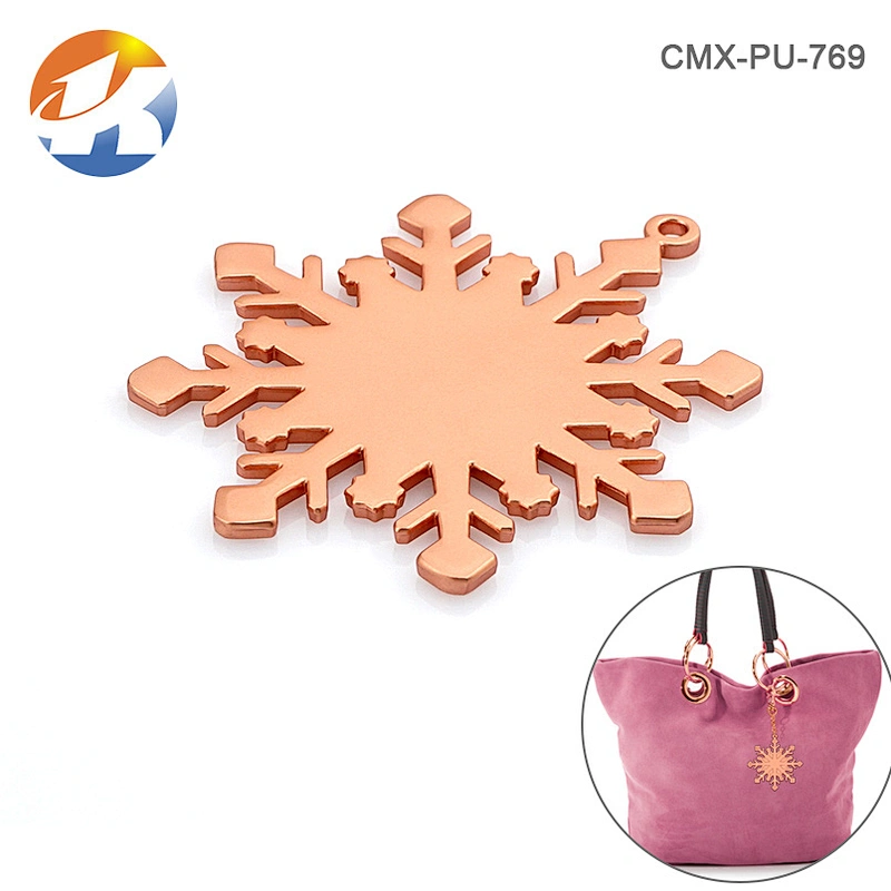 Handbag Snow Shape Rose Gold Metal Chrome Plate Logo