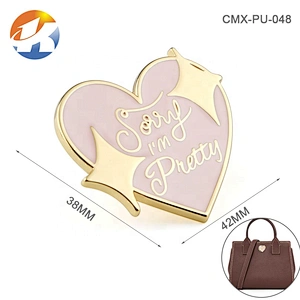High Quality Handbag Accessories Metal Tag For Bags, Custom Fashion Heart Shape Metal Brand Logo Label for Handbags*