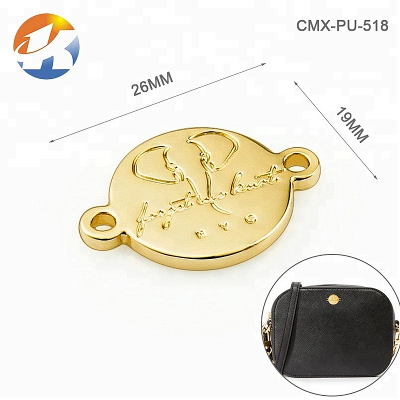 Round With 2 Holes Sewing Custom Engraved Metal Logo
