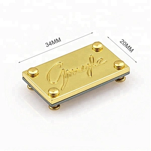 Bag Hardware Custom Metal Logo Rectangle Gold Plated, 17 Years Experience Design Fashion Metal Logo Labels Plate for Handbags