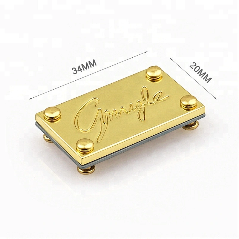 Bag Hardware Custom Metal Logo Rectangle Gold Plated, 17 Years Experience Design Fashion Metal Logo Labels Plate for Handbags