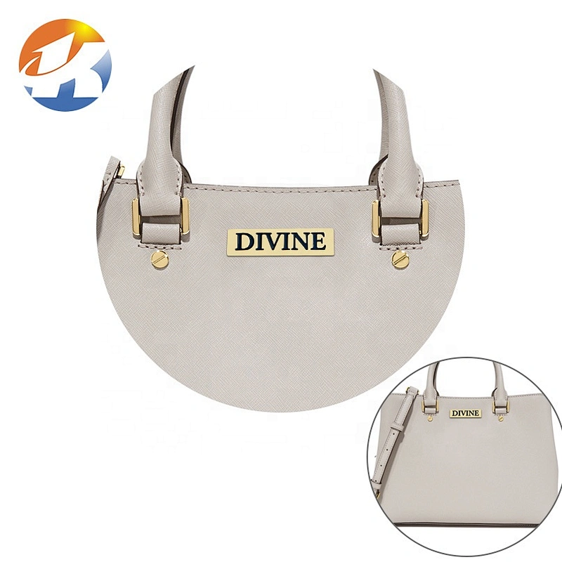 High Quality Handbag Hardware Custom Metal Logo Label, Gold Engraved Logo Metla Plate for Bags