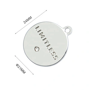 Handbag Hardware Hanging Round Engraved Metal Tag, Custom Metal Logo Label with Diamond for Bags