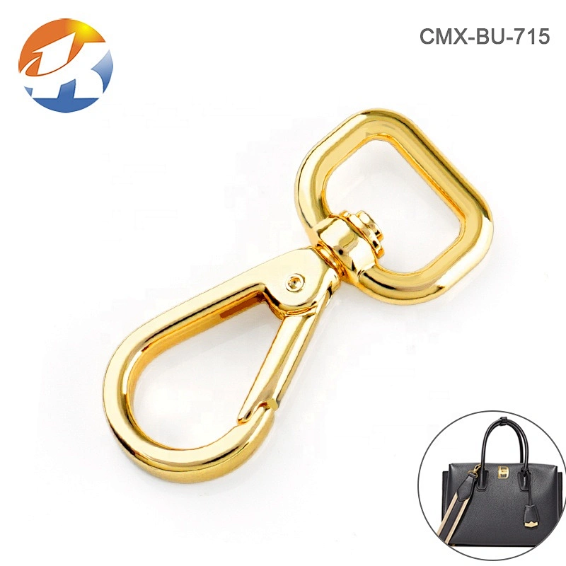 Top Quality Bag Hardware Spring Metal Snap Swivel Clasp Hook for Handbag, Gold Plated Metal Hook Buckle for Bags