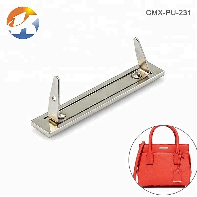 OEM Handbag Hardwear Brush Nickel Engraved Logo Metal