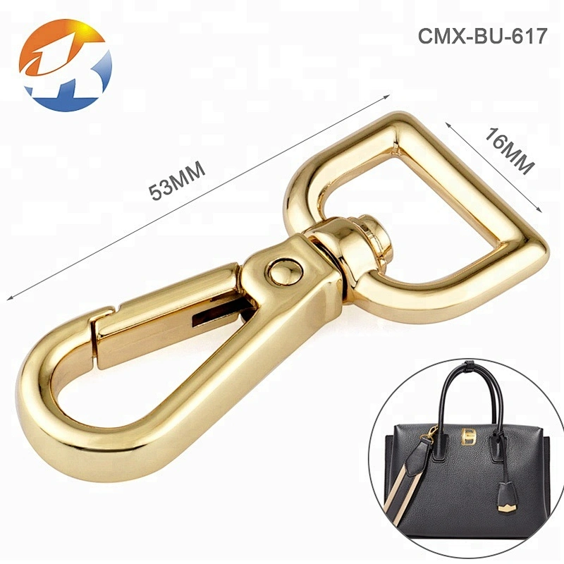 Durable Shiny Black D Ring Tail Metal Dog Snap Hook Clasp For Bags, Gunmetal Alloy Metal Snap Hook