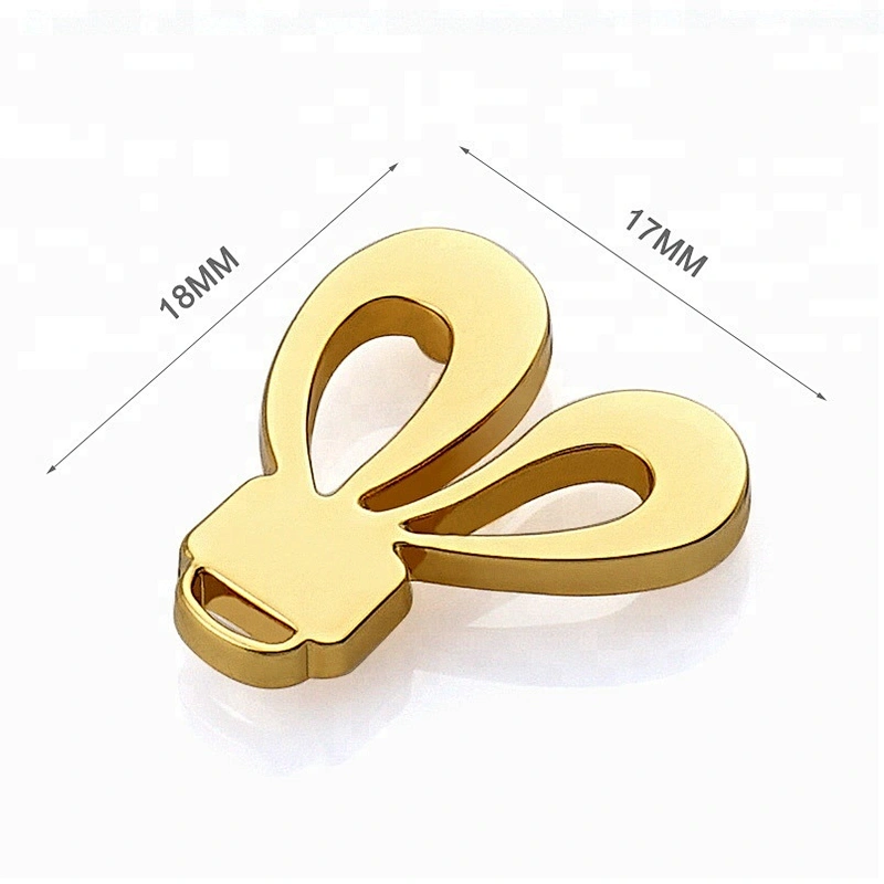 Fashion Design Rabbit Shape Small Metal Logo for Purse, Top Quality Customized Gold Metal Plate for Bags^
