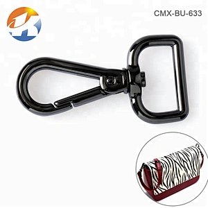 Handbag Hardware Supplier Gunmetal D Shape Tail Metal Swivel Snap Hook, Nickel-free Plated Metal Hook for Bags