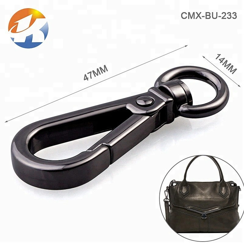 Eco-Friendly Light Gold Plated D Ring Tail Handbag Rotating Metal Snap Hook for Bag, Wholesale Alloy Metal Spring Snap Hook