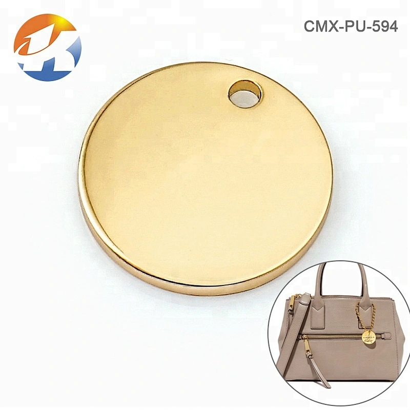 Round With Hole Hang Custom Gold Plated Logo