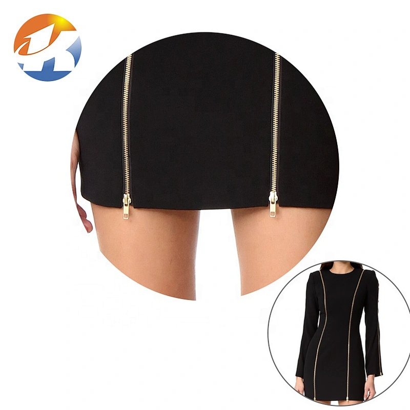 #5 Close End High Quality Black Nylon Tape Gold Metal Zipper for Bags and Garment