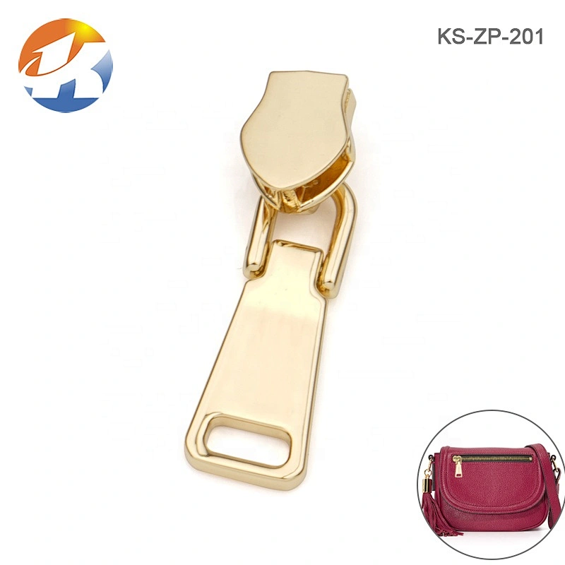 Custom Wallet Zipper Pull With Laser Logo, Gold Plated Metal China Zipper Puller For Bag
