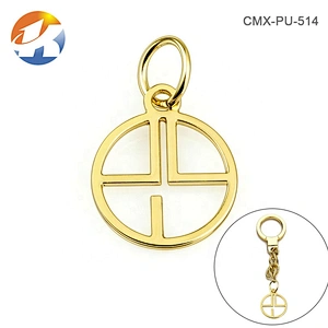 Round With Ring Cut Out Logo Gold Metal Logo Brand