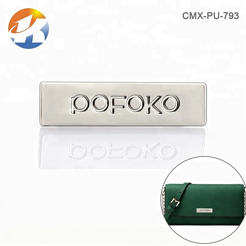 Design Engraved Logo with Claws Metal Plate, Bag Accessories Custom Small Metal Label Tag for Wallet^