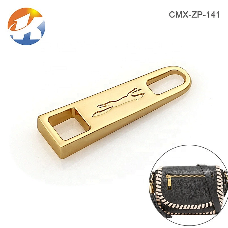 High Level Zinc Alloy Metal Gold Zipper Puller For Handbag