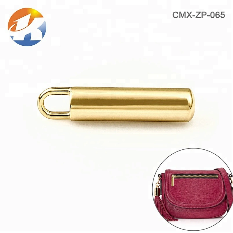 Fashion Design Cylinder Shape Gold Metal Zip Puller