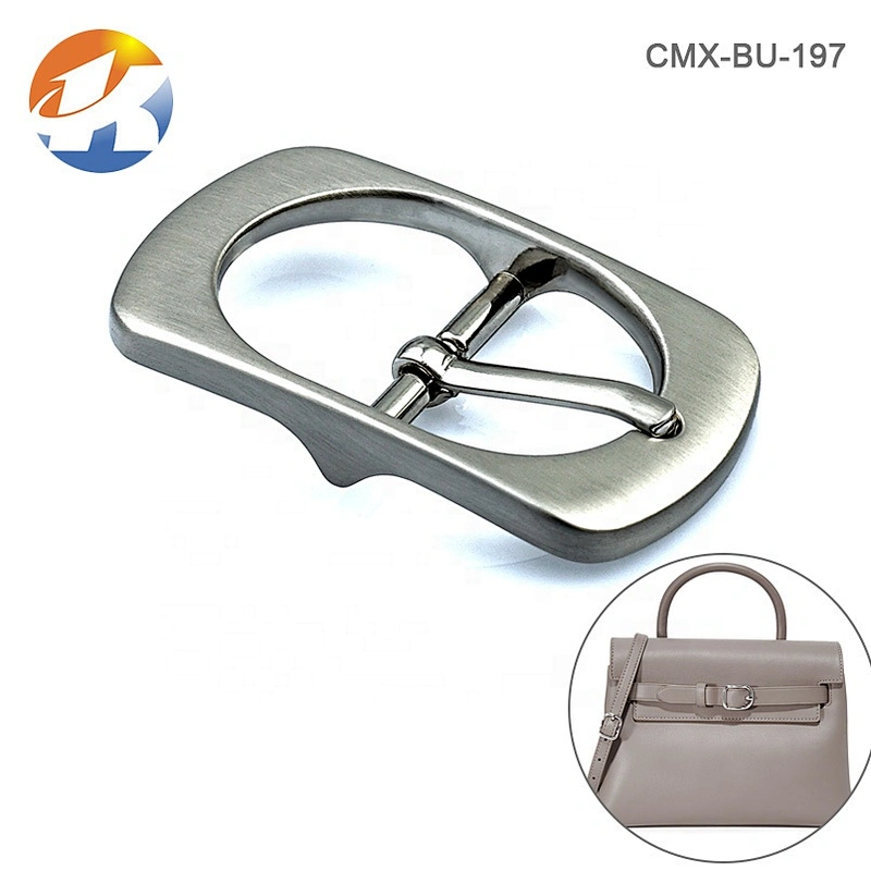 Zinc Alloy Brushed Nickel Metal Belt Buckle, High Quality Custom Meal Buckle with Pin for Clothing