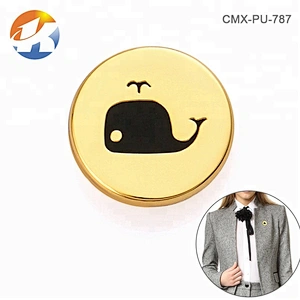 Round Gold Plated With Black Logo Rivet Fixed Metal Clothing Logos