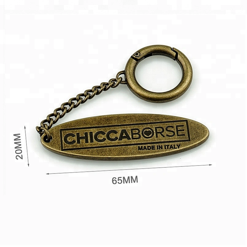 Spring Hook With Chain Handbag Hardware Custom Metal Logo Tag