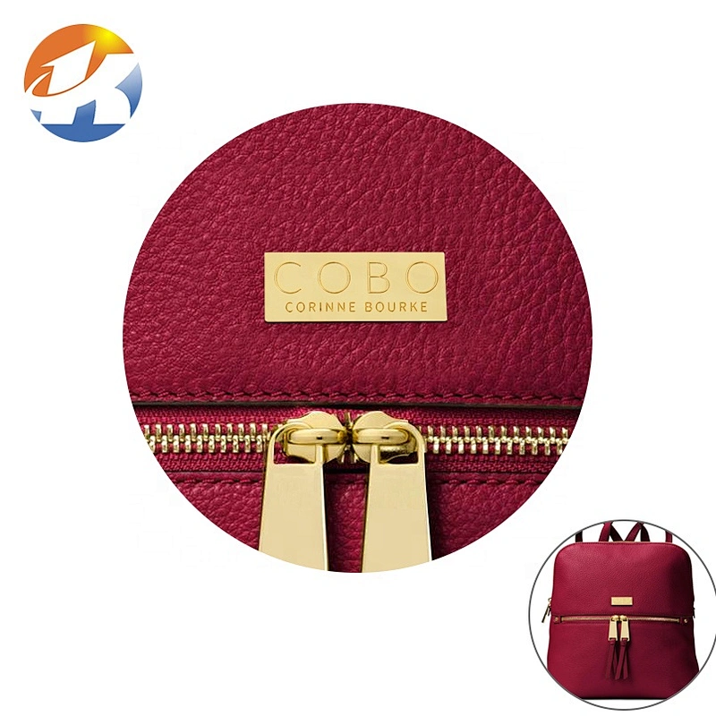 Professional Manufacturer Customised Metal Engraved Logo Labels for Handbags, Bag Accessories Golden Plated Metal Name Plate