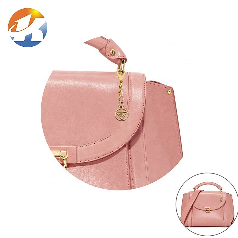 Custom Handbag Accessories Round with Ring Metal Tag, Design Gold Hanging Metal Logo for Bag