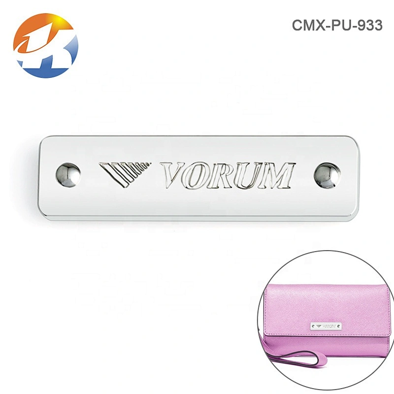 Rectangle Engraved Logo Metal Plate with Screws Fixation, Custom Metal Logo Labels for Handbags