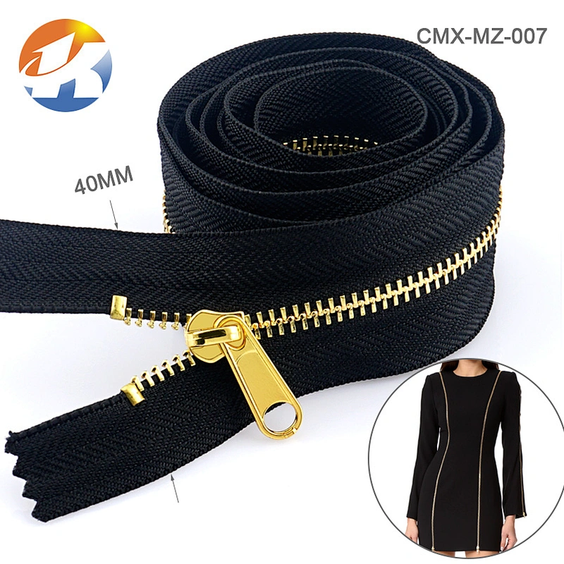 High End Handbags Hardware Custom Metal Gold Zipper