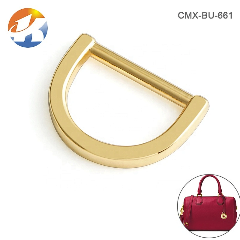 Manufacturer Custom Alloy Gold Metal D-ring Buckle, Bag Hardware Metal D Ring for Handbags