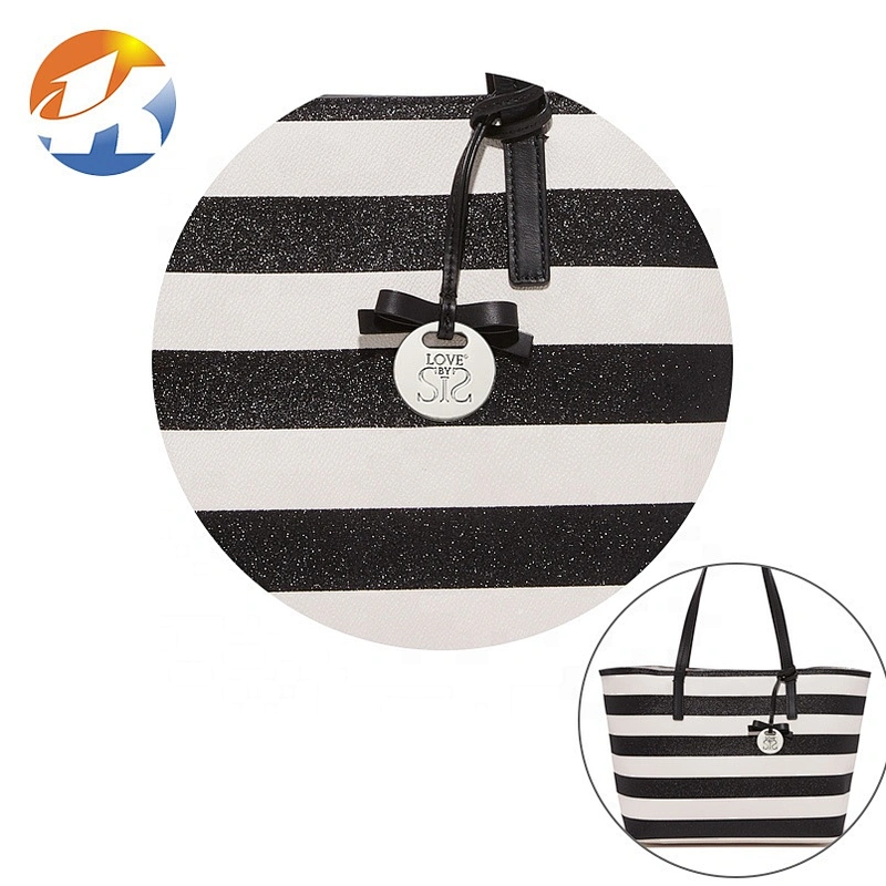 Custom Round with Engraved Logo Metal Hang Tag, Zinc Alloy Hanging Metal Logo For Handbags