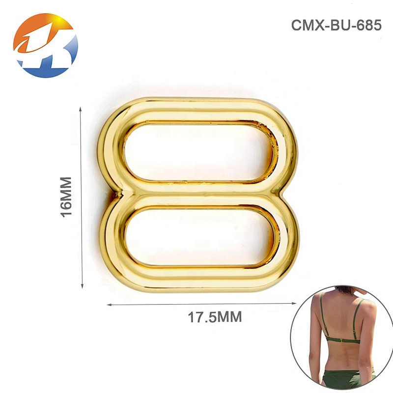 Wholesale Garment Accessories 8 Shape Golden Metal Adjuster Buckle for Swimwear and Hats