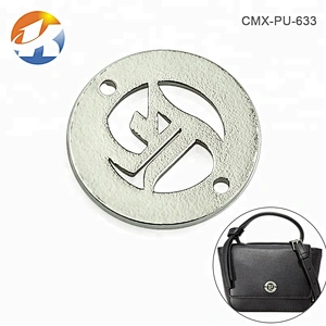 Custom Round With 2 Holes Cut Out Metal Sewing Logo