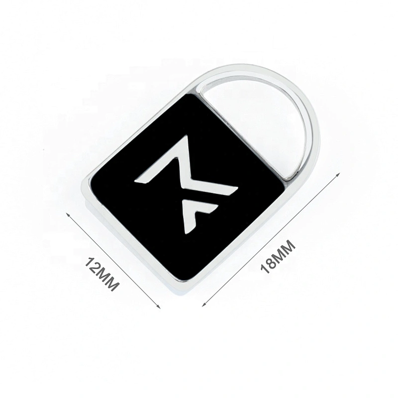 High Grade Custom Embossed Logo Metal Zipper Puller, Black Background Silver Metal Zip Puller for Bags