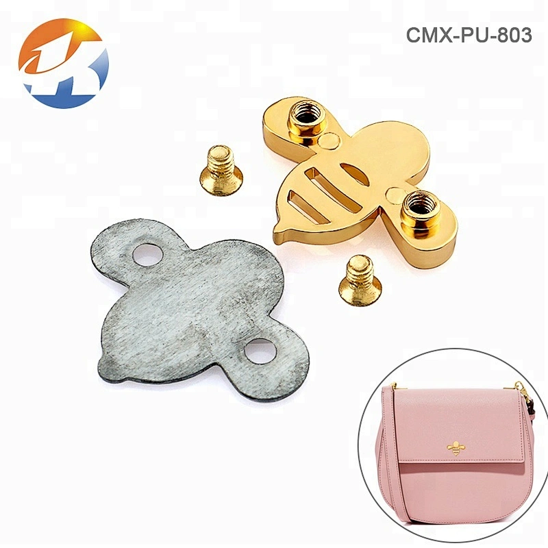 Custom Small Bee Shape Metal Tag for Purse, Bag Accessories Gold Little Metal Logo