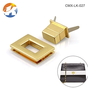 High Quality Custom Rectangle Gold Metal Bag Twist Turn Lock For Handbags