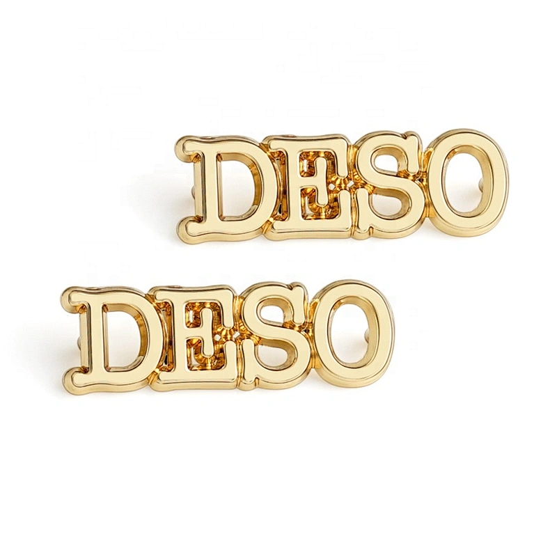 Professional Manufacturer Custom Letters Metal Logo for Purse, Design Gold Metal Brand Letter Label for Handbags