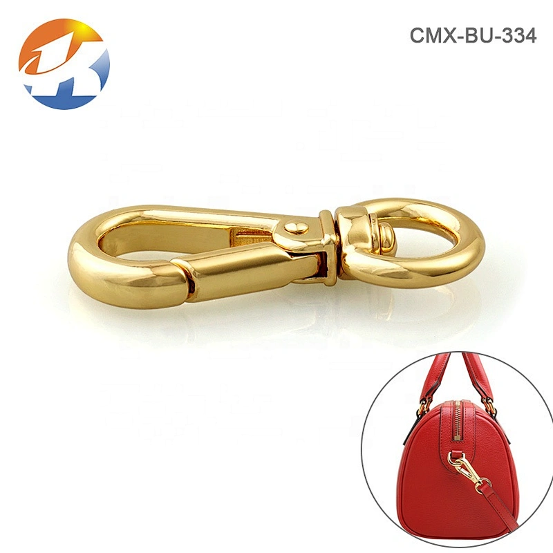 10mm Tail Gold Metal Handbag Snap Hook, Nickel-free Plated Metal Spring Snap Hook for Bags