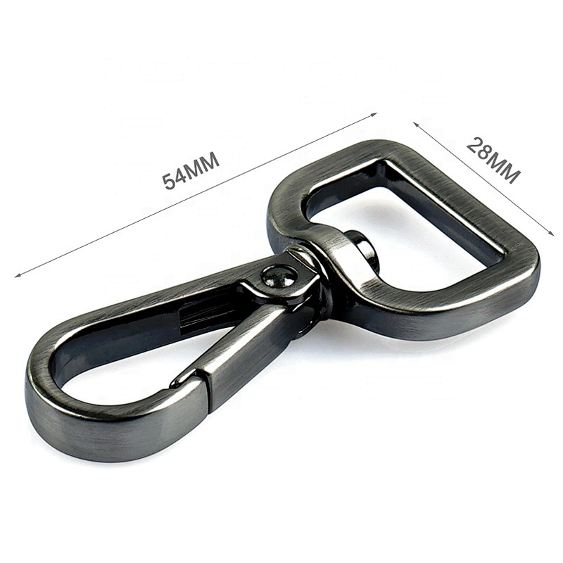 Handbag Hardware Supplier Custom D Shape Tail Metal Snap Hook, Brushed Gunmetal Metal Swivel Snap Hook for Bags