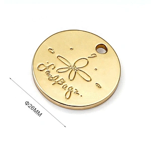 Round With Hole Hang Custom Gold Plated Logo