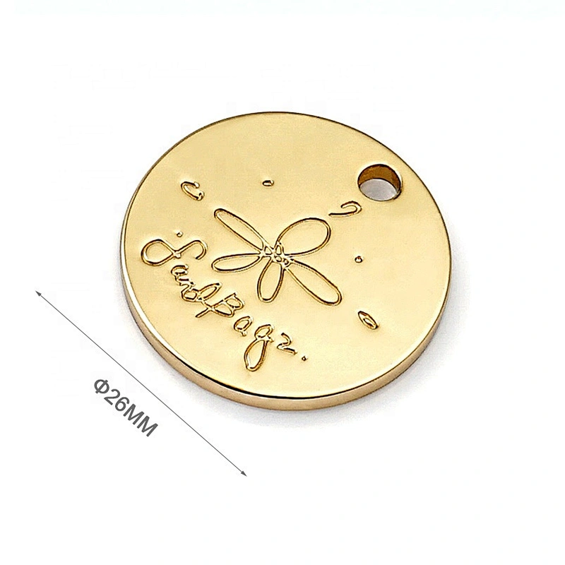 Round With Hole Hang Custom Gold Plated Logo