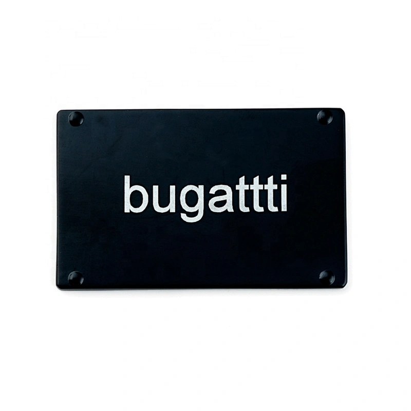 Custom Self Adhesive Black Metal Logo Label, Can Larse Logo Metal Nameplate for Bags